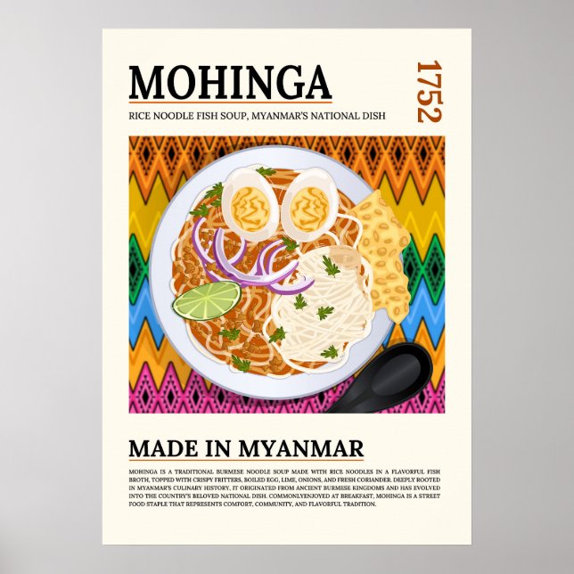 Poster Mohinga Traditional Burmese Fish Noodle Soup (Frente)