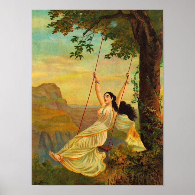 Poster Mohini ou o Temptress por Raja Ravi Varma (Frente)
