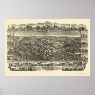 Póster Mohnsville, mapa panorâmico do PA - 1898
