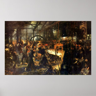 Póster Moinho de rolamento de Adolph von Menzel Ferro