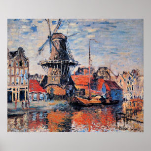 Poster Moinho de vento no Canal Onbekende, Amsterdã,