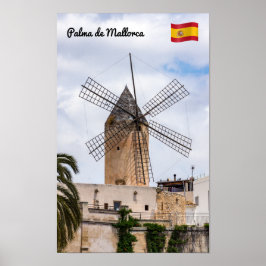 Poster Moinho de vento tradicional em Palma de Maiorca -
