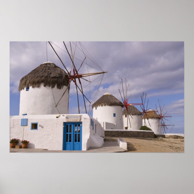 Poster Moinhos de vento de Mykonos nas ilhas gregas (Frente)