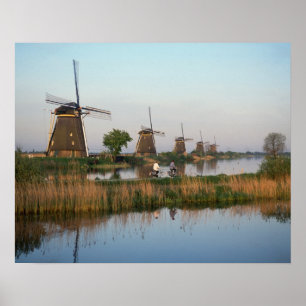 Póster Moinhos de vento, Kinderdijk, Holanda