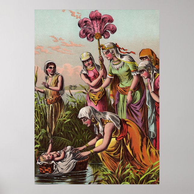 Póster Moisés De Bebê Em Uma Cesta (Frente)