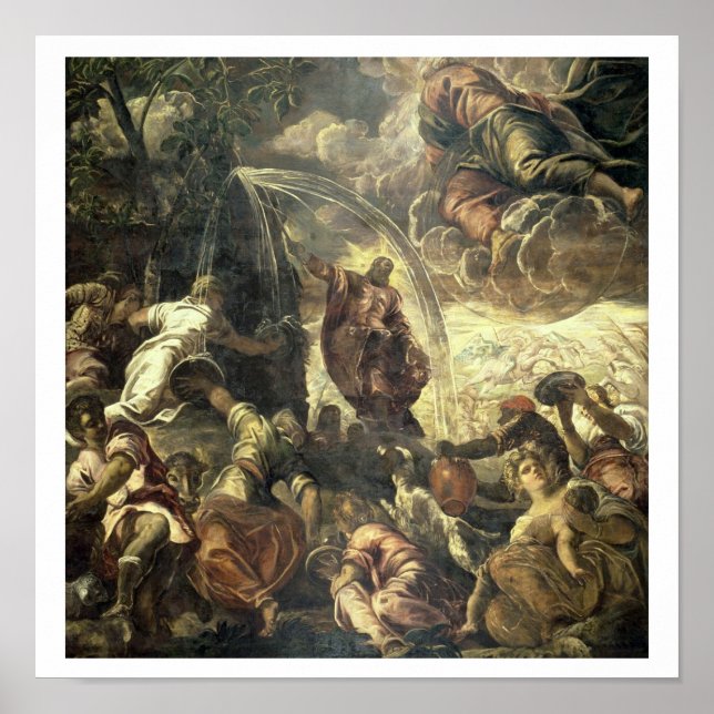 Póster Moisés Striking Water from the Rock, 1575 (Frente)