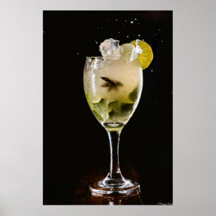Poster Mojito da Meia-Noite: Dinâmico Salpico de Coquetel