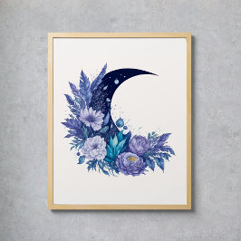 Poster Mola-Aquarela Mística Celestial Púrpura Floral Cel