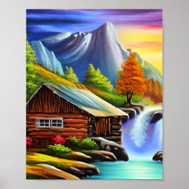 Poster Mola-d'água - Paisagem em cascata de montanha