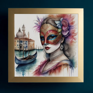 Poster Mola d'água pintada fêmea veneziana Máscara III