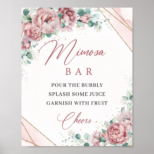 Poster Mola primavera boho rosa dourado eucalipto mimosa  (Frente)