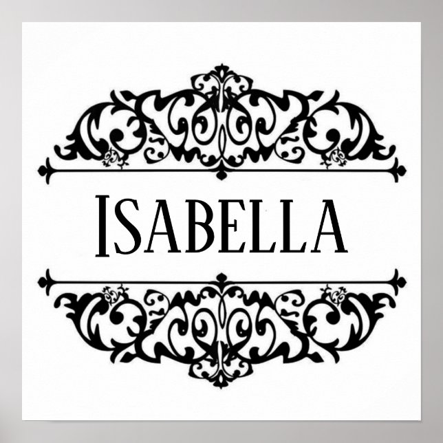 Poster Moldura com arabescos e nome personalizado  (Frente)