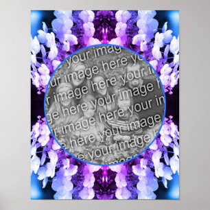Poster Moldura com Tom de Flor de Hortênsia Adicione sua 