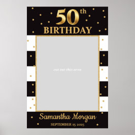 Poster Moldura de adereço de foto dourada e preta de 50º 
