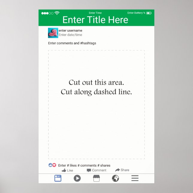 Póster Moldura de Adereços para Fotos Verde Design de Míd (Frente)