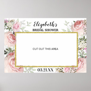 Poster Moldura de cabine de fotos floral rosa Boho Blush