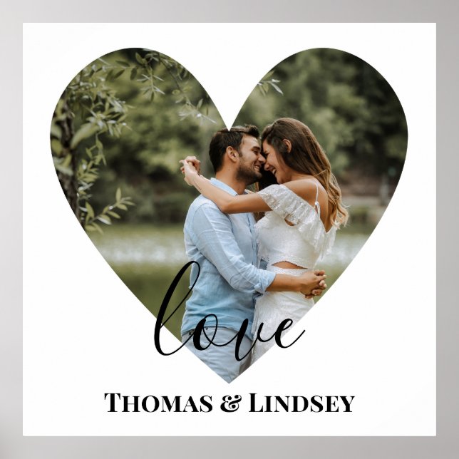 Poster Moldura de Coração com Foto Personalizada Caligraf (Frente)
