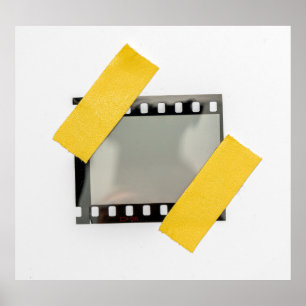 Poster Moldura de filme de 35 mm vazia, tiras amarelas.