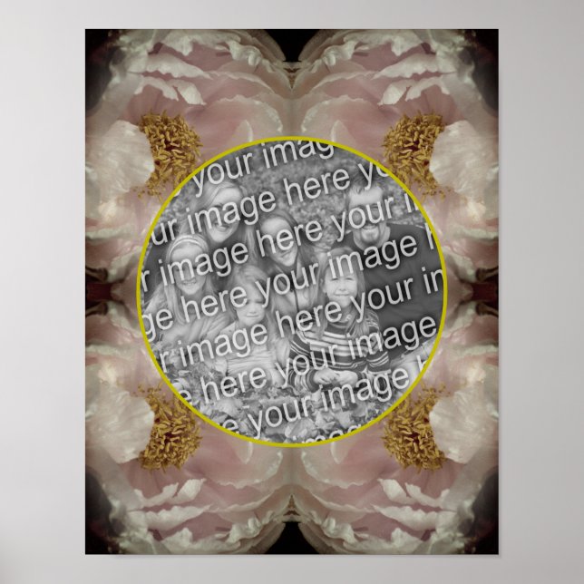 Poster Moldura de Flor de Peônia Rosa Crie Sua Própria Fo (Frente)