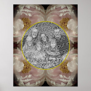 Poster Moldura de Flor Peônia Rosa Crie Sua Própria Foto