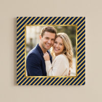 Moldura de Foto com Listras Diagonais Navy e Doura