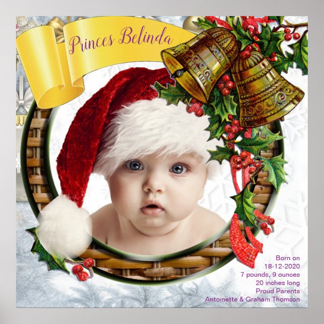 Poster Moldura de foto de bebê de Natal (Frente)