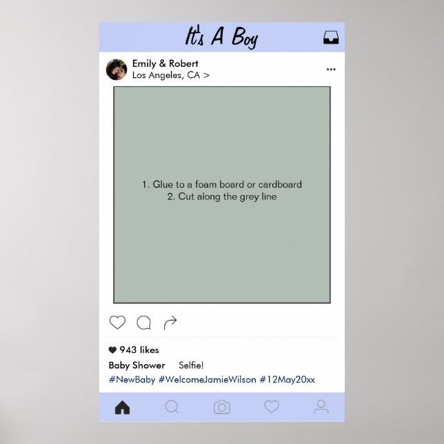 Poster Moldura de Foto de Propaganda de Chá de Bebê Menin (Frente)