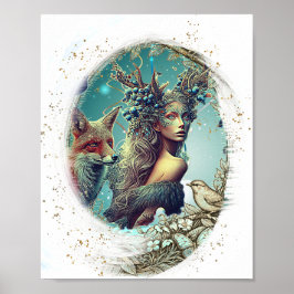 Poster Moldura de Foto Fantasia de Pássaros e Natureza