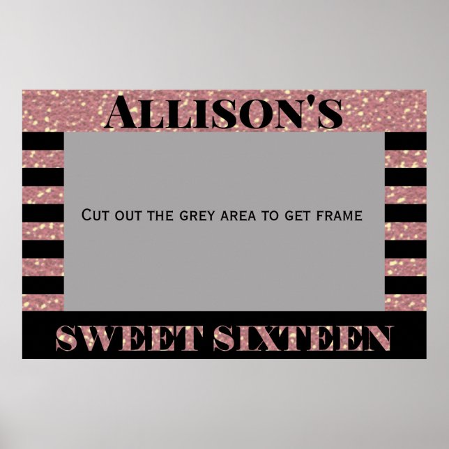 Poster Moldura de fotobooth para Sweet Sixteen (Frente)