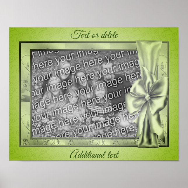 Poster Moldura de Laço de Seda Verde Criar Sua Própria Fo (Frente)