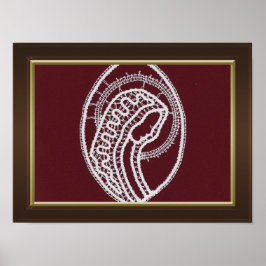 Poster Moldura de madeira castanha com borda dourada com 