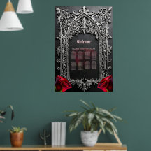 Moldura de Rosa de Casamento Gótico Elegante
