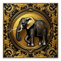 Moldura decorativa de ouro elefante