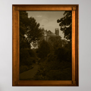 Póster Moldura Falsa de Foto Antiga Castelo Adereço Casa