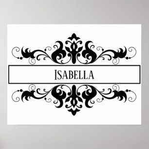Poster Moldura filigrana nome personalizado