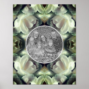 Poster Moldura Floral Rosa Branca Crie Sua Própria Foto