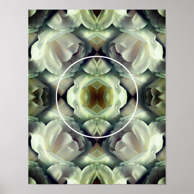 Poster Moldura Floral Rosa Branca Crie Sua Própria Foto (Frente)