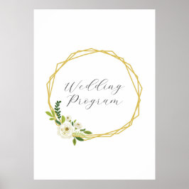 Poster Moldura Floral Rosa Branca Luxo