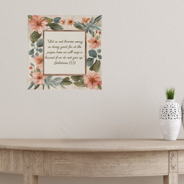 Poster Moldura Floral Rosa Turquesa Sage Personalizável  (Criador carregado)