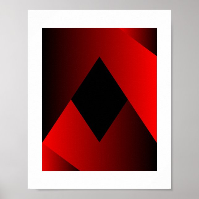 Poster Moldura Geométrica Vermelha e Preta em Negrito (Frente)