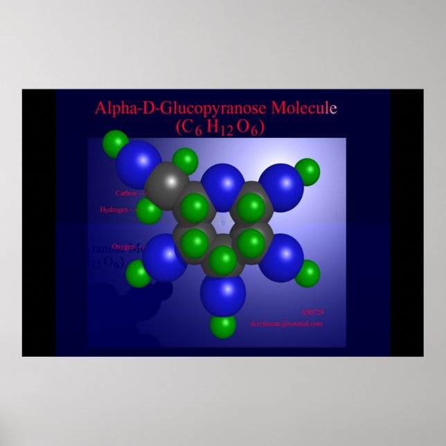 Póster Molécula Alfa-D-Glucopyranose (impressão) (Frente)