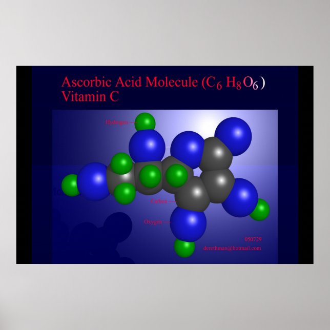 Poster Molécula de ácido ascórbico (impressão) (Frente)