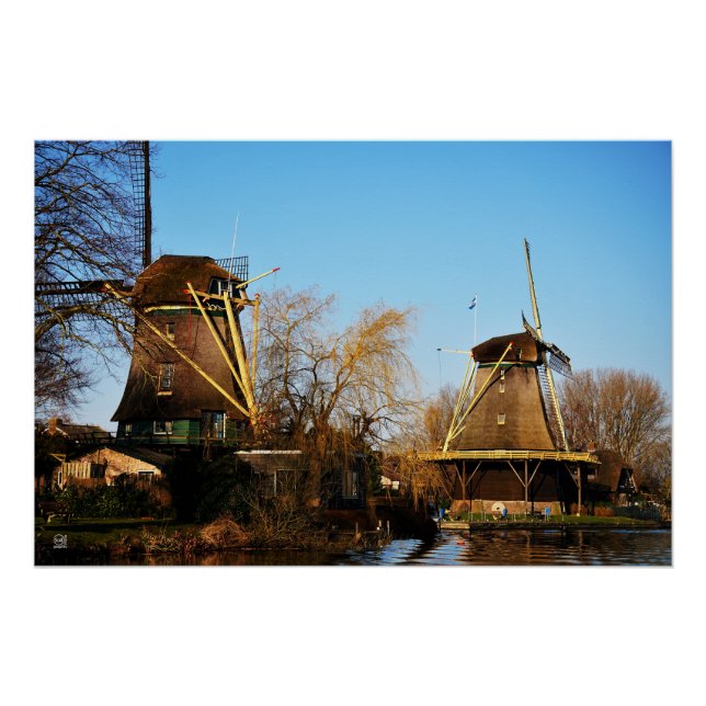 Póster Molens in Nederlands landschap. (Frente)