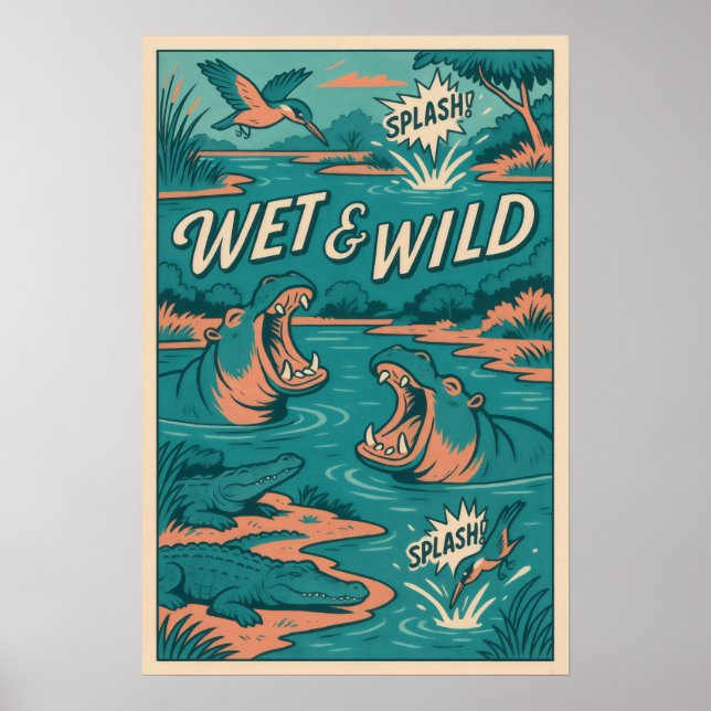 Poster Molhado e Criaturas de Rio Selvagem (Frente)