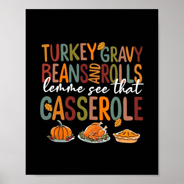 Poster Molho de Peru de Ação de Graças Feijão E Pãezinhos (Frente)