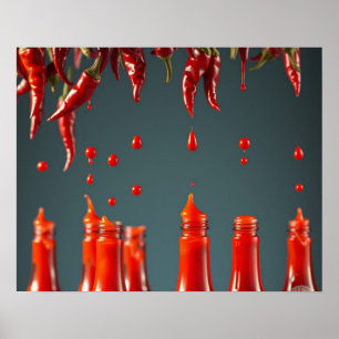 Poster Molho Picante Pimenta Arte Moderna Decoração Mexic