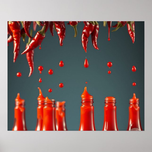 Poster Molho Picante Pimenta Arte Moderna Decoração Mexic (Frente)