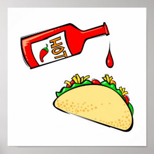 Póster Molho quente pingando no taco