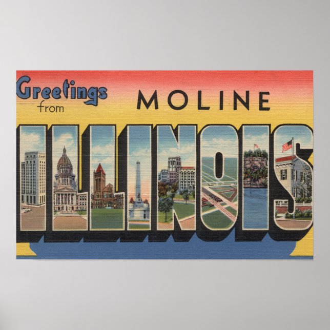 Póster Moline, Illinois - Cenas em Larga Letra (Frente)