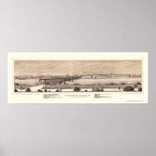 Poster Moline, mapa panorâmico do IL - 1873